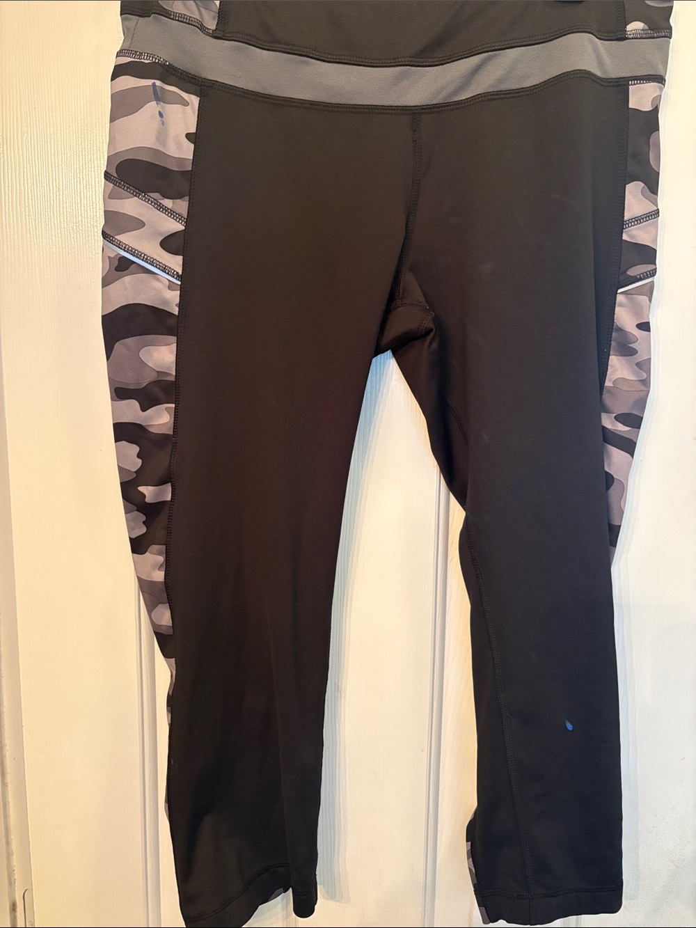 Active Life Black Leggings with Gray Camo Side Panels